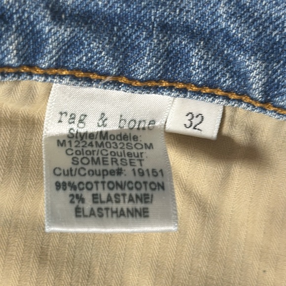 Rag and Bone Men’s Fit 1 Extra Slim Size 32W Blue Jean - Picture 12 of 14